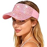 Bling Shiny Rhinestones Sun Visor for Women Adjustable Summer Beach Sunvisor Caps Golf Tennis Cycling Running