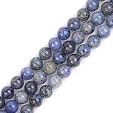 GEM-Inside 12mm A Grade Natural Dumortierite Gemstone Semi Precious Dark Blue Round Beads for Jewelry Making 15"