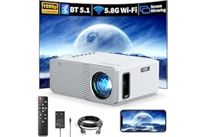 KSAN Mini Projector, 4K & 1080P Supported Portable Projector, Movie Projector for Outdoor Home Theater, 5G Wifi Screen Mirroring for Smartphone, BT 5.1, Compatible with Tablet TV Box PS5 Roku etc