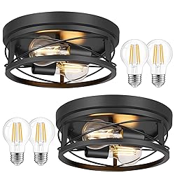 Feanron Farmhouse 2-Light Black Flush Mount Ceiling