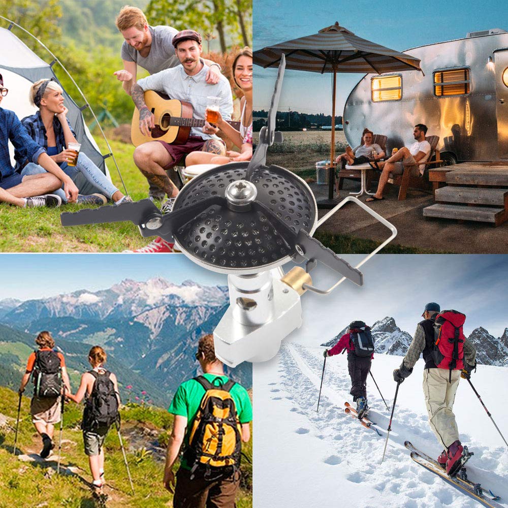 Aomago Ultralight Outdoor Camping Gas Stove with Carry Bag, Portable Backpacking Mini Cooking Stove Hiking Camp Burner Folding Pocket Stove