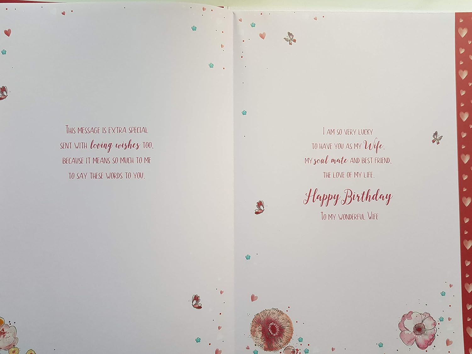 Wife Birthday Large Boxed Card, Wonderful Wife, Special Finishes, Romantic Floral Love Heart Design - Image 4