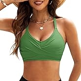 Komorebi Women Twist Front Bikini Top Push Up Bathing Suit Tops Color Block Swimsuit Tops Only