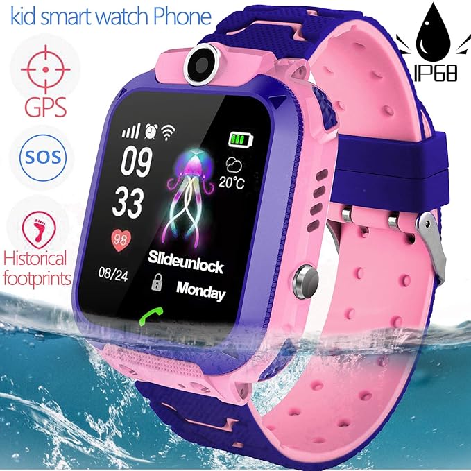 Kids Smart Watch Phone GPS Tracker SOS for Children Touch Screen Fitness Tracker Anti-Lost Camera Game Flashlight Alarm Clock Holiday Birthday (5 ...