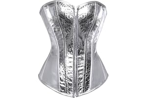 Kranchungel Corsets for Women Plus Size Faux Leather Steampunk Corset Top Zipper Bustier