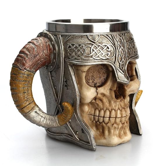 Cool Medieval Skeleton Tankard Stein For Beer Wine Coffee Rum Drinking Water 15 Oz 450 Ml