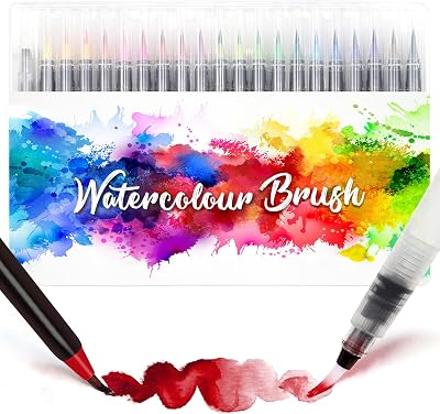 Amteker Watercolor Brush Pens Set 24+2 Flexible Nylon Tips Non-Toxic