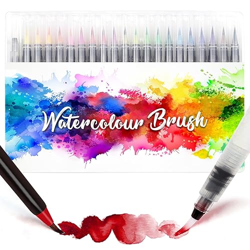 Amteker Teenage Girls Gifts, Watercolour Brush Pens Set, 24+1 Brush Pens with Soft Flexible Felt Tip Pen, Art Supplies Pens, Art Set for Kids Children Teenagers, Xmas Gifts for Teenage Girls