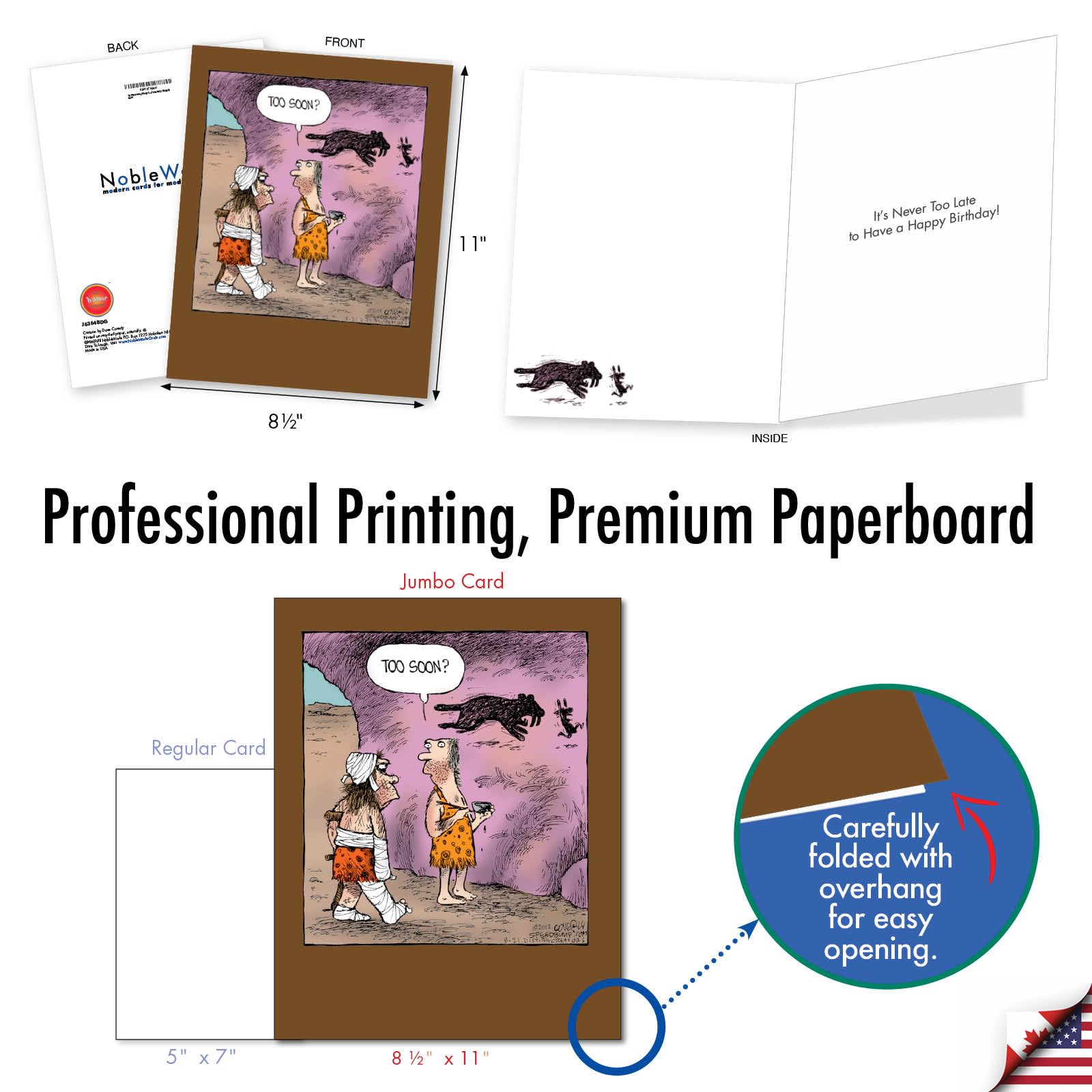 NobleWorks Jumbo Funny Birthday Card - 8.5x11 Inch Bunny Selfies Humor Card