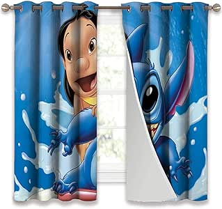 Cortinas para ventana de sótano Lilo y Stitch surf en el mar aislantes