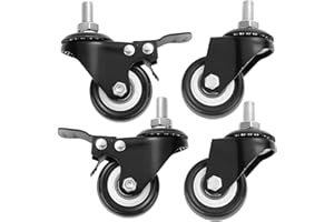 4 Pack of 2 Inch Stem Casters, Abuff M10 Heavy Duty Swivel Casters Loading 440 Lbs (2 with Brakes & 2 Without) for Shopping Carts, Hand Trolley, Tools, Movable Furniture