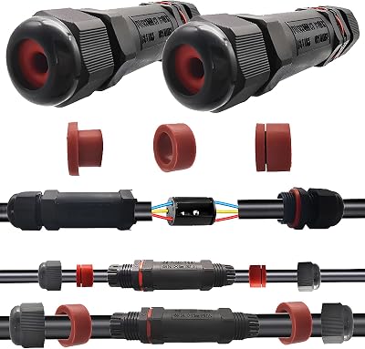 CESFONJER IP68 Waterproof Wire Connector 2/3 Pin Cable Coupler 5-13mm Diameter
