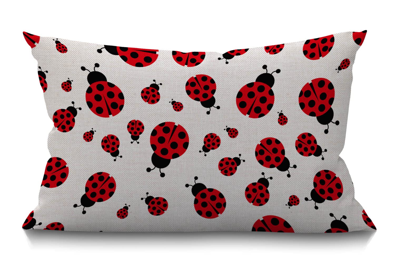 BGBDEIA Ladybug Cushion Cover,Ladybird Cotton Linen Throw Lumbar Pillow Case Pillow Cover Home Office Decorative Rectangle 12 X 20 Inches 30 x 50 cm