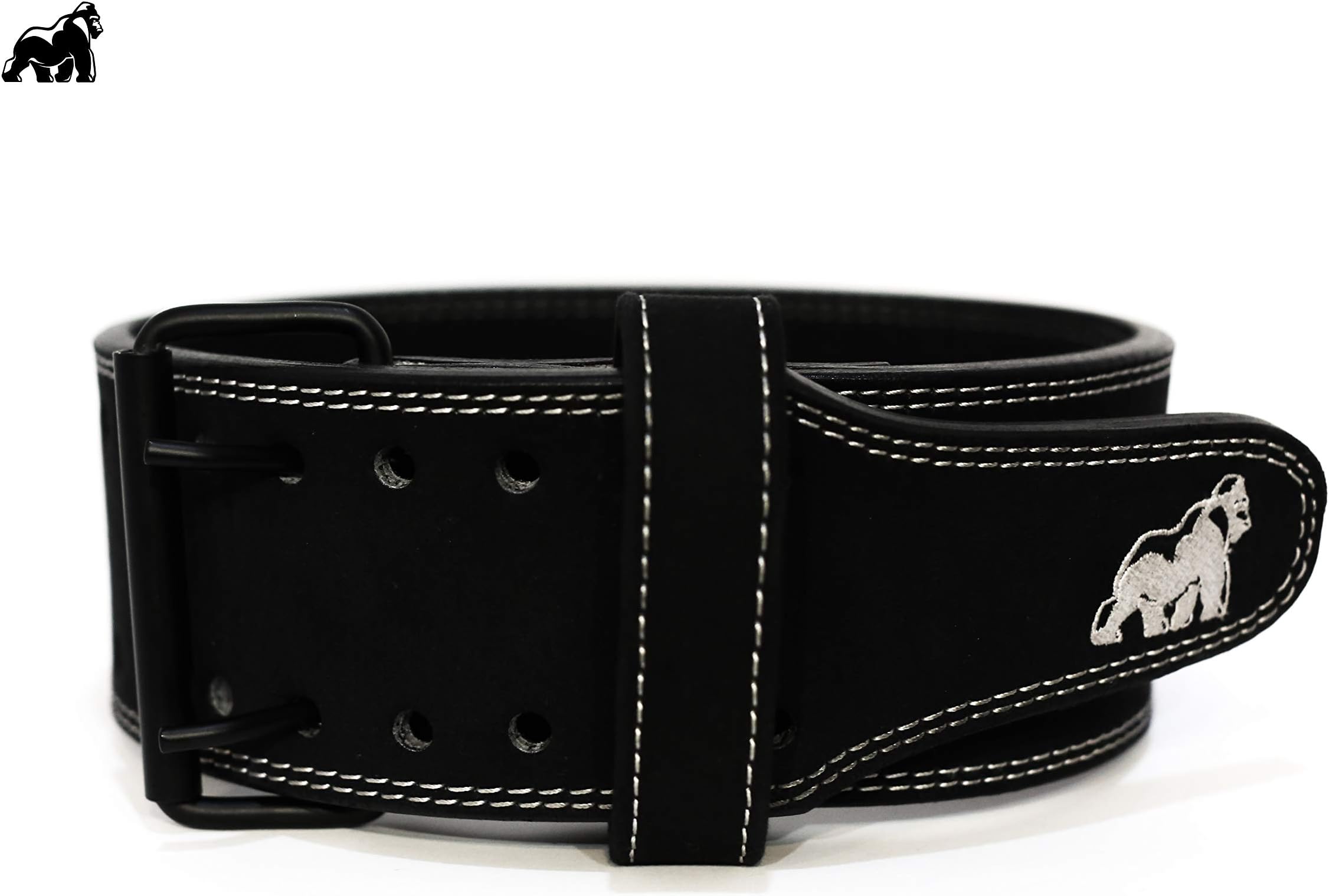 Iron Gorilla Weight Lifting Belt - 10mm Double Prong 4 Inches (Black, Large)