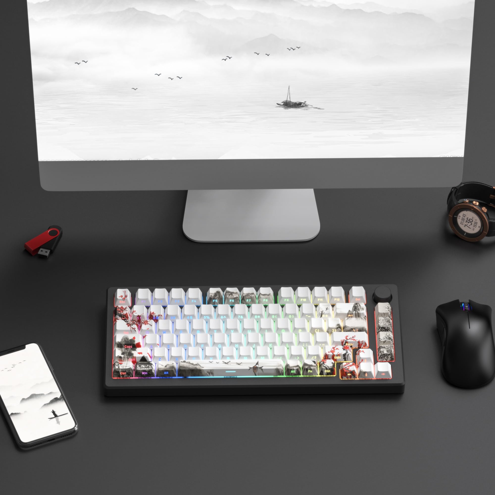 Mua Womier PBT Keycaps Set 130 Keys, Custom White Japanese Keyboard ...