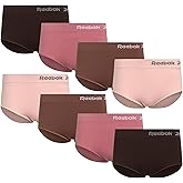 Reebok Womens Briefs Underwear - 8 Pack Soft Stretch Ribbed Knit High Waisted Brief Panties - Seamless Underwear for Women