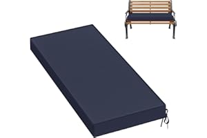 Pakunoda Premium Outdoor Bench Cushions for Patio Furniture 3.5inches Memory Foam Bench Cushion Waterproof Fade Resistant Porch Swing Cushions with Straps 42×18 Inch Navy Blue