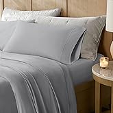 Harbor House Cooling Stretch Jersey Bed Sheets – Queen Size, Grey – Cool-Touch Nylon Blend, Moisture-Wicking & Breathable for Hot Sleepers, Deep Pocket, Soft & Stretchy 4-Piece Sheet Set