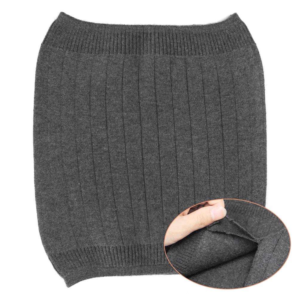 Double Thicken Thermal Cashmere Knit Warmer Band Abdominal Binder Stomach Lumbar Lower Back Support Brace Waist Wrap Belt Belly Band Warm Kidney (Double Cashmere+Grey, L for waist 90-112CM)
