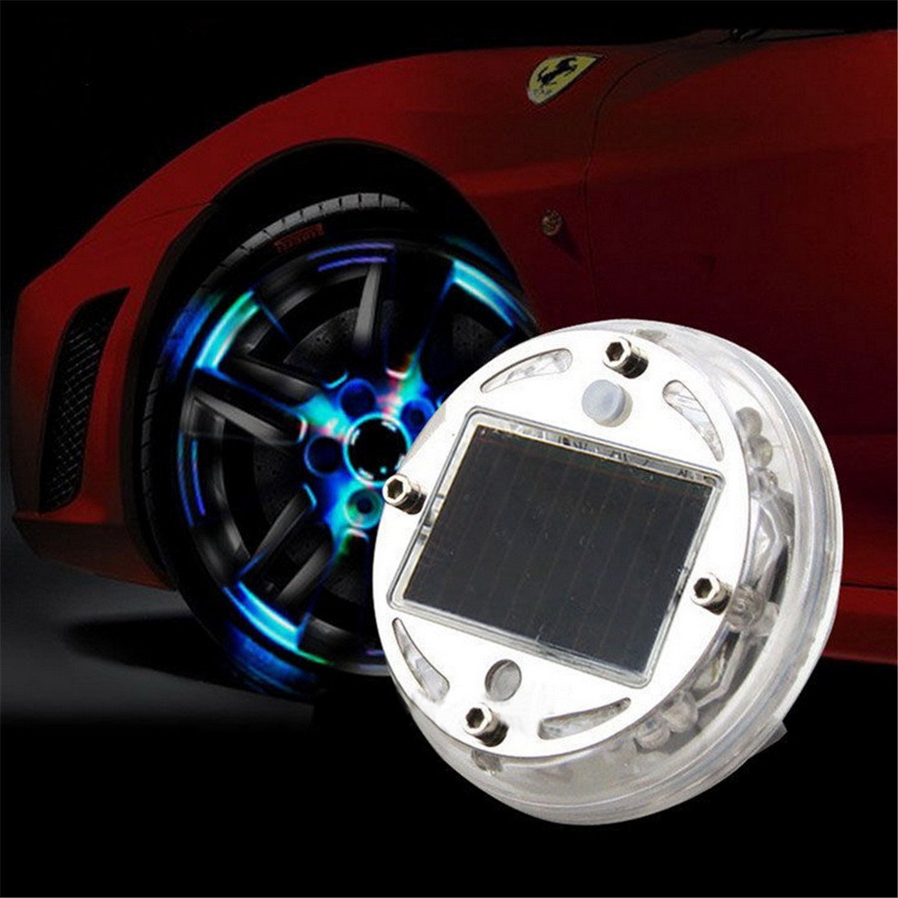 SHiZAK 12 LEDs Solar Flash Wheel Light 4 Modes Color for Car Vehicle Auto Decoration Lamp Tyre Auto Solar Energy Flashlight
