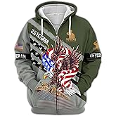 Because Of The Brave Veteran Zip-Up Hooded Sweatshirt Military Hoodies For Men American Eagle Hoodies For Dad Veteran Gifts