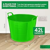 Neat 42L Flexi Tubs Pack of 3 Lime Green with Handles Durable LDPE view 2
