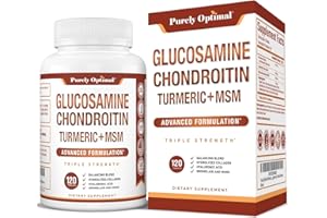 Purely Optimal Premium Glucosamine Chondroitin MSM Supplement Tablets w/Turmeric & Boswellia - Glucosamine Sulfate Joint Supplement for Men & Women