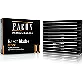 Facón Professional Hair Styling Razor Replacement Blades, Faether Razor Blades for Thinning Texturizing Layering Cutting Hair, Premium Platinum Japanese Stainless Steel for Salon Hairstyling- 10 Count