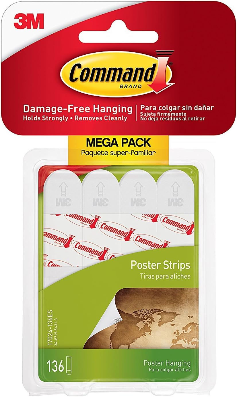 Wall Décor - Command 669900230490 Poster Mega-Pack 136 Strips, White, Multi