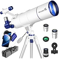 HUGERSTAR Telescope for Adults High Powered, 90mm Aperture 550mm Portable Refractor Telescope for Kids & Astronomy Beginners 