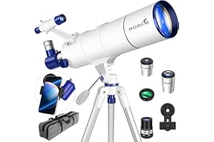 HUGERSTAR Telescope for Adults High Powered, 90mm Aperture 550mm Portable Refractor Telescope for Kids & Astronomy Beginners 