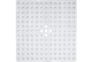 ENKOSI Square Shower Mat Non Slip - 21x21 Shower Stall Mat - Small Shower Mat - Clear Shower Mat with Drain Hole in Middle - Stand Up Shower Mat - Shower Anti Slip Mat - Square Bath Mat (21x21 Clear)