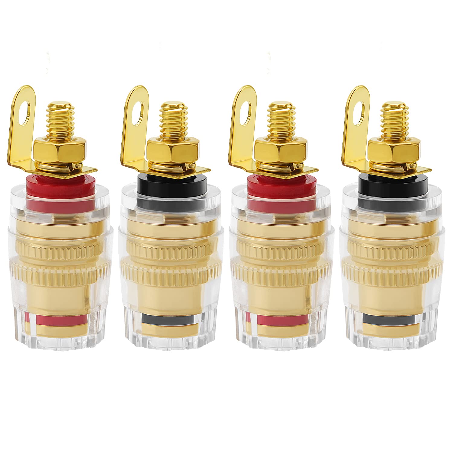 4 PCS 4mm Banana Plug Socket Connector Binding Post, KUOQIY Speaker Binding Posts Terminals, for Amplifier Speaker Terminal Connector (32 * 14.2mm)