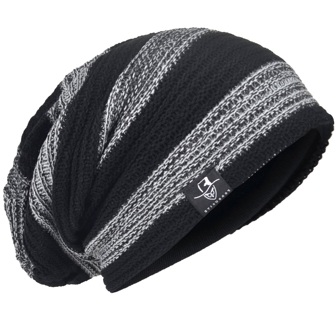 Men Oversize Beanie Slouch Skull Knit Large Baggy Cap Ski Hat B08 (Retro-LGrey)(Size:L)