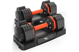 UKEEP 25LB 55LB Adjustable Dumbbells Set, 5LB to 25LB Dumbbells Pair,15LB to 55LB Adjustable Dumbbells of 2, Home Gym Weight Dumbbells Set 50lbs/110lbs, Anti-Slip Handle for Exercise Equipment