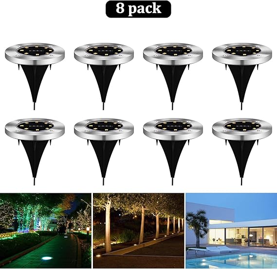 CPROSP 8 Stück Solar Bodenleuchte Solarleuchte Warmweiß LED