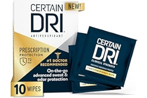 Certain Dri Antiperspirant Wipes for Excessive Sweating & Hyperhidrosis – 72HR Clinical Strength Odor & Perspiration Protection, Travel-Friendly, Dermatologist Recommended, (10 Count)