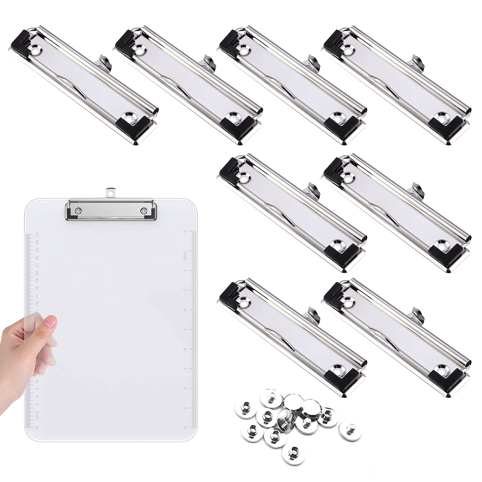 Clipboard Clip, Mountable Hardboard Clips, Clipboard Low Profile Clip, with Hanging Holes, Ideal for Offices, Homes, Restaurants, Factory Documents, Reports and Menus, Business Work, 8 Pcs