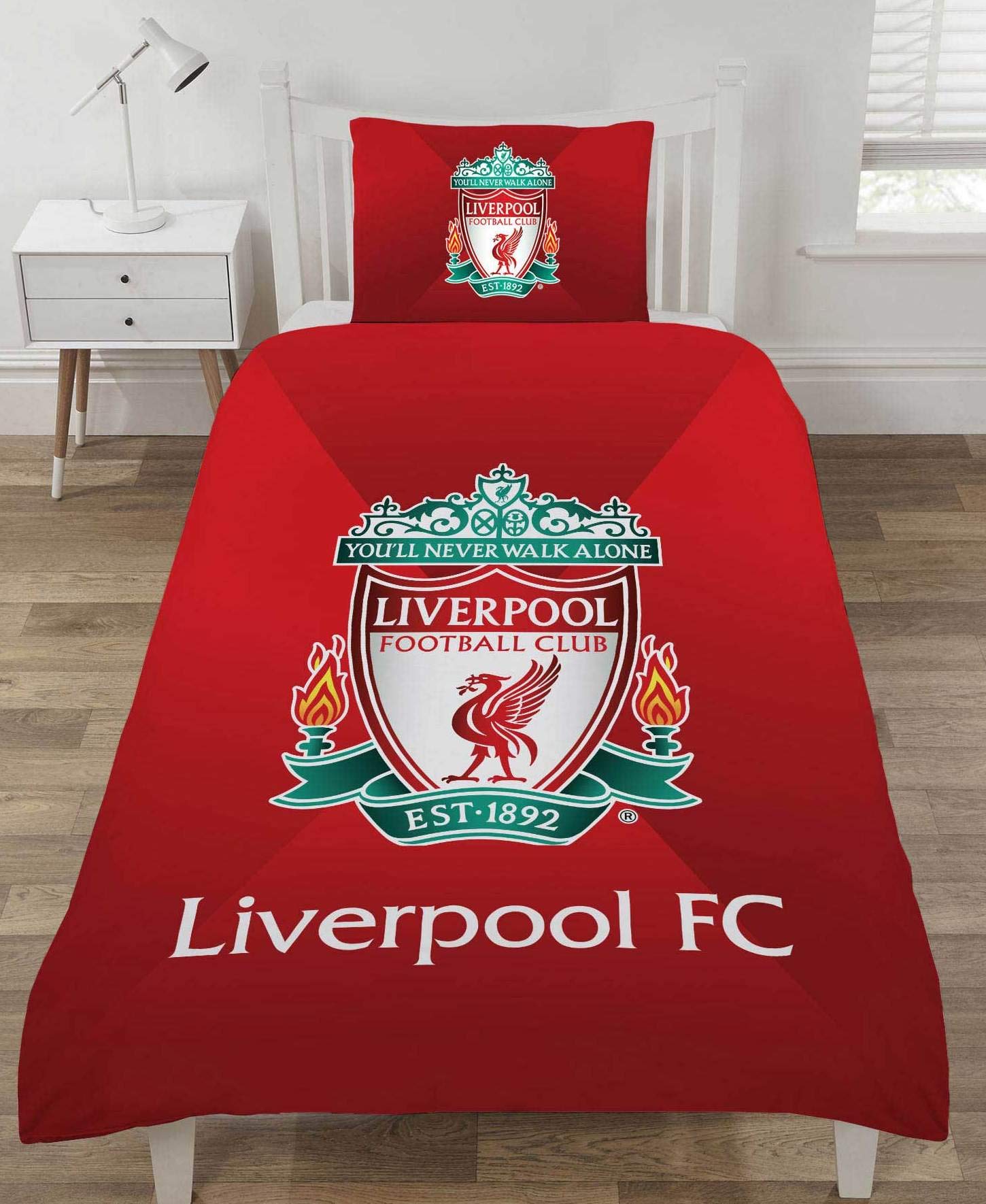 Liverpool Single Duvet Set Reversible Red Football Club Bedding with Pillowcase (SINGLE DUVET SET)
