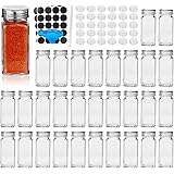 4oz / 120ml Empty Pepper Bottle Square Spice Organizer Glass Spice Containers Spice Jars with Shaker Lids, Set of 30