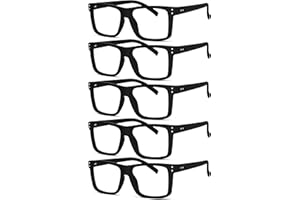Eyekepper 5-pack Oversized Reading Glasses Square Large Frame Readers for Men and Women - Black +1.50
