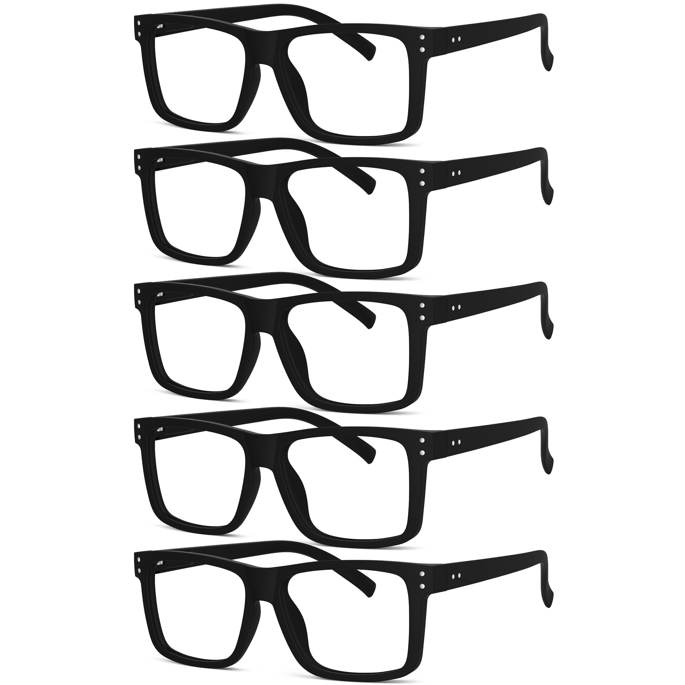 Photo 1 of Eyekepper 5-pack Oversized Reading Glasses Square Large Frame Readers for Men and Women - Black +1.50