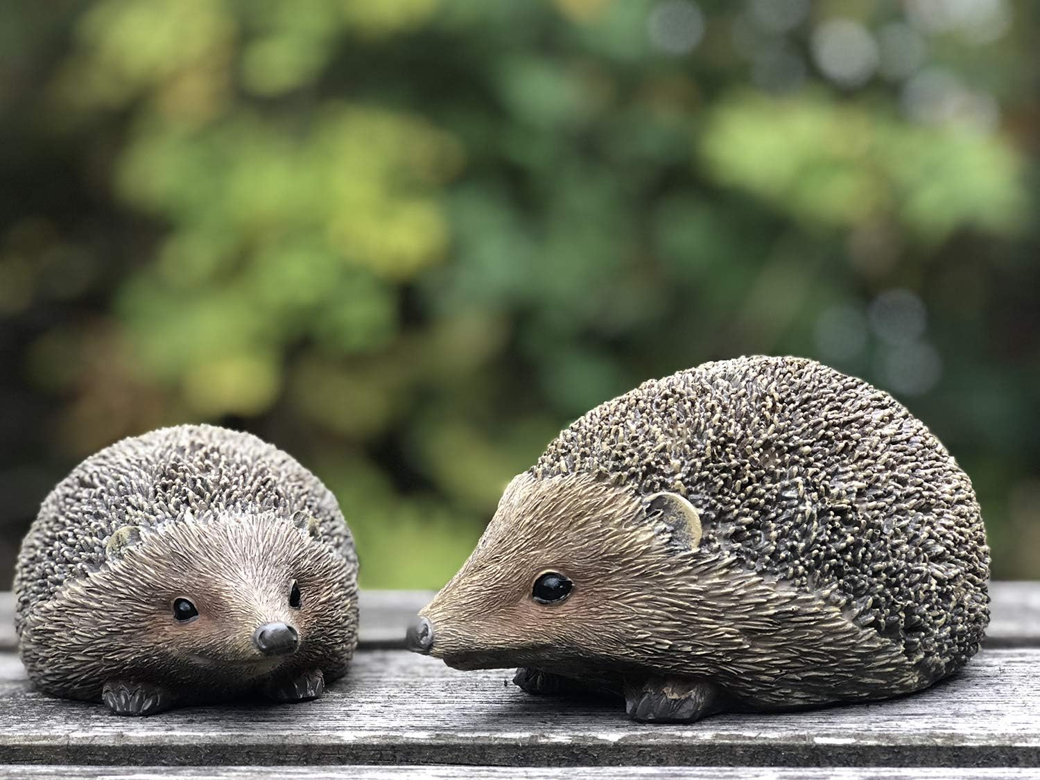 UKMGifts Set of 2 Hedgehog resin garden or indoor ornaments, Stone