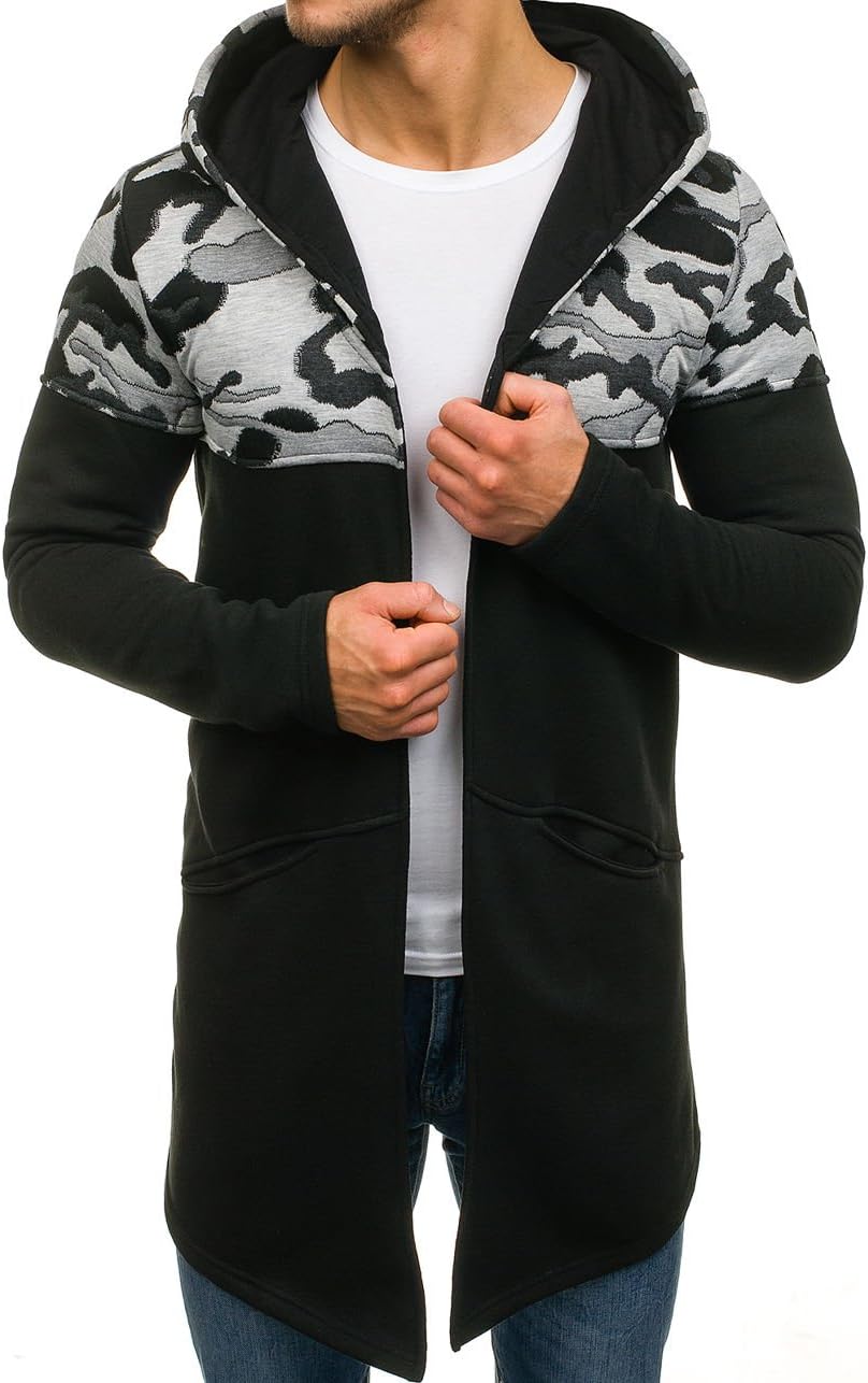 BOLF Men's Longline Hoodie Cape Printed Sweatshirt Long Pullover Plain Assassin Streetwear Urban Casual Style Mix 1A1