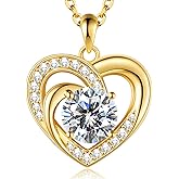 LOIPURI Moissanite Necklace 2CT Infinity Heart Pendant for Women, Romantic Valentine‘s Day Gift for Girlfriend Wife, Birthday Anniversary Christmas, Ready to Gift Box Included