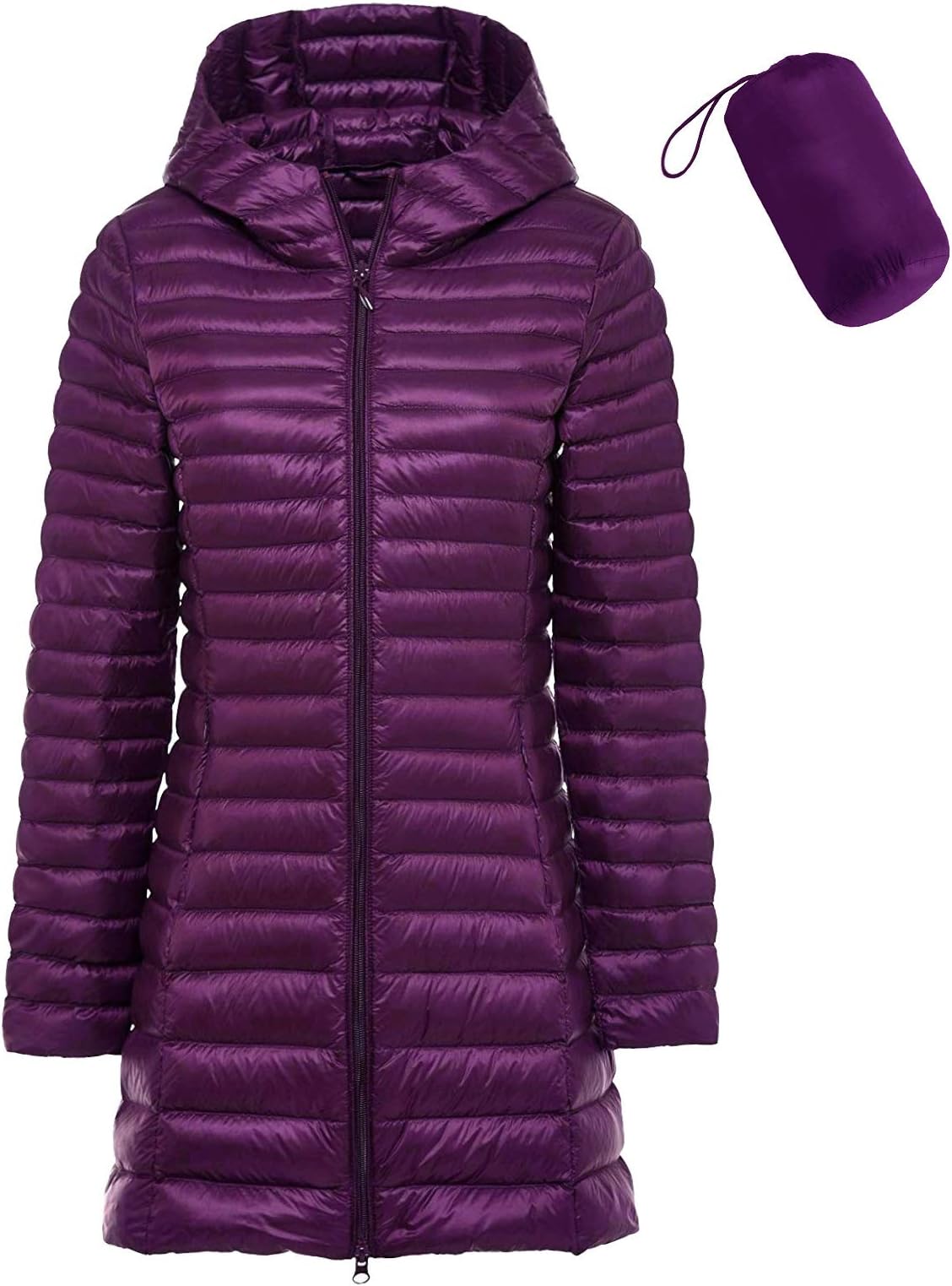 sunseen Women's Packable Down Coat Lightweight Plus Size Puffer Jacket Hooded Slim Warm Outdoor Sports Travel Parka Outerwear