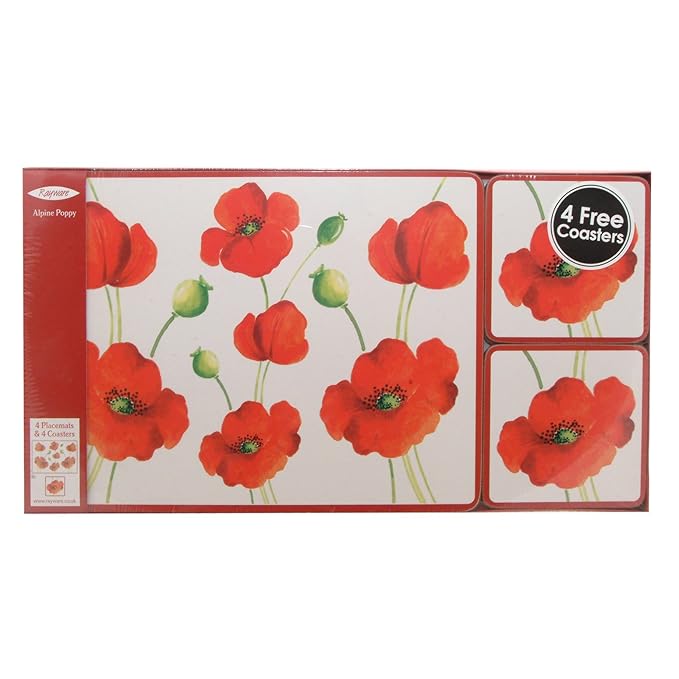 Rayware Alpine Poppy 8Pc Placemat & Coaster Set Amazon.co.uk Kitchen