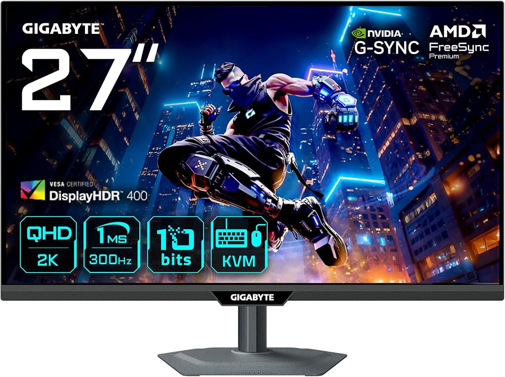Gigabyte M27Q3 27 inch 2K QHD 300Hz IPS G-SYNC FreeSync KVM DisplayHDR 400
