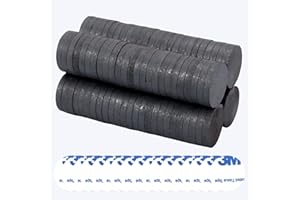 BURNUR Ceramic Round Disc Magnets for Crafts with Double-Sided Adhesive Backing, 100Pcs Small Flat Circle Ferrite Tiny Industrial Magnet for Fridge, DIY, Science, Project - 18mm (0.709 inch)