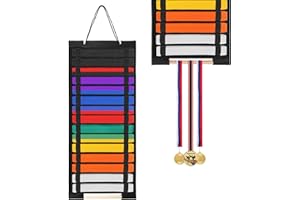 OGANAZI Karate Belt Display Rack, Taekwondo Belt Display Holder with Bamboo Medal Rack, Jiu Jitsu Belt Hanging Holder, Felt Martial Arts Belts Organizer for Taekwondo, Karate, BJJ Learners